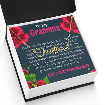 To My Grandma | Elegant Signature Style Necklace Gift from Granddaughter | Gift for Grandma
