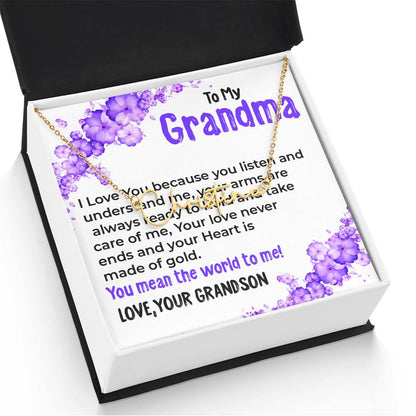 To My Grandma, My World | Signature Style Necklace Gift from Grandson | Gift for Grandma