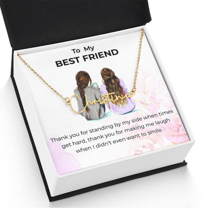 Signature Style Custom Name Necklace | To My Bestie Thank You - Personalized Necklace | Friendship Gift