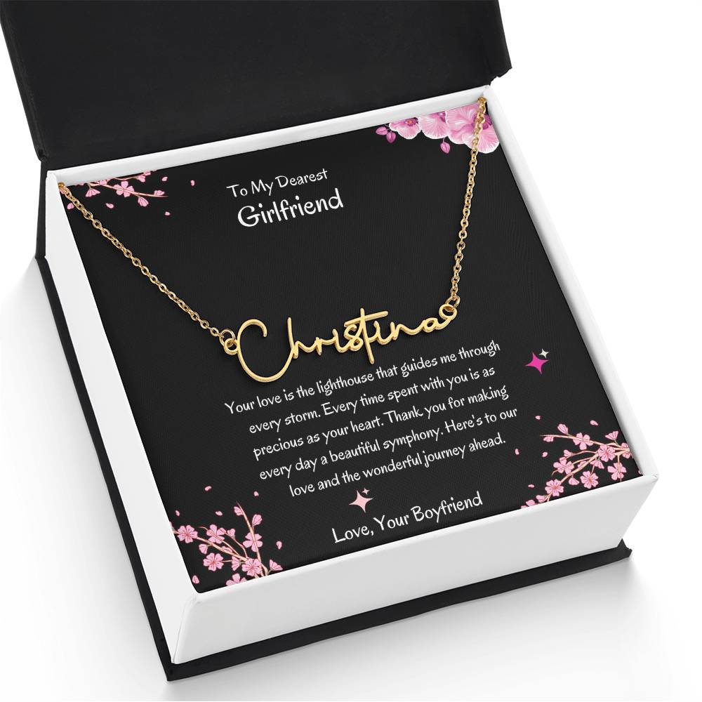 Signature Name Necklace for Her | Elegant Personalized Girlfriend Necklace - SOUVMOUR