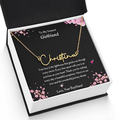 Signature Name Necklace for Her | Elegant Personalized Girlfriend Necklace - SOUVMOUR
