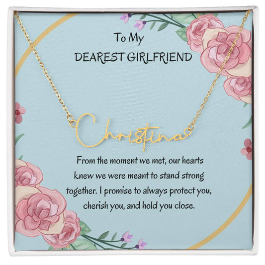 Custom Name Signature Style Necklace For Girlfriend | - SOUVMOUR