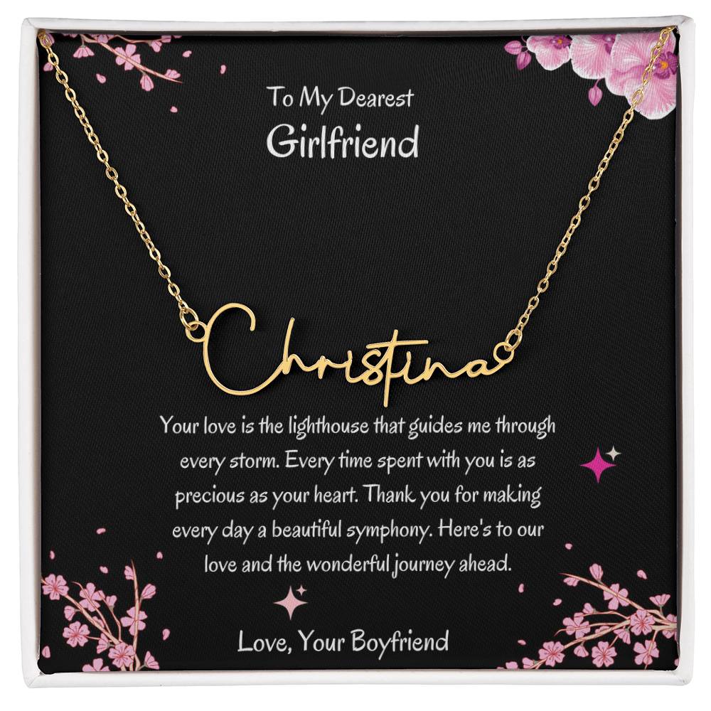 Signature Name Necklace for Her | Elegant Personalized Girlfriend Necklace - SOUVMOUR