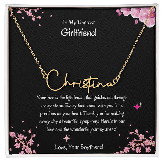 Signature Name Necklace for Her | Elegant Personalized Girlfriend Necklace - SOUVMOUR