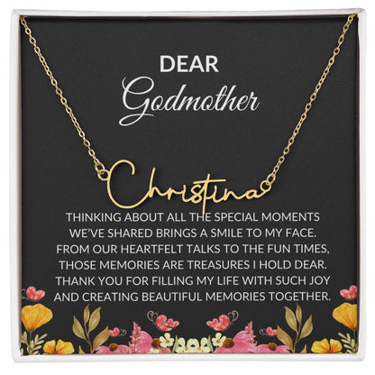 Signature Name Necklace for Dear Godmother | A Unique and Personal Touch | Godmother Gift