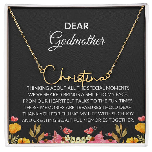 Signature Name Necklace for Dear Godmother | A Unique and Personal Touch | Godmother Gift
