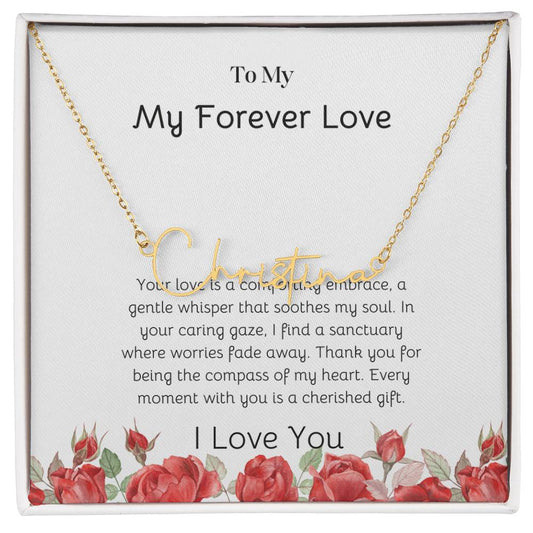 Signature Style Necklace for Her | Custom Name Pendant - SOUVMOUR