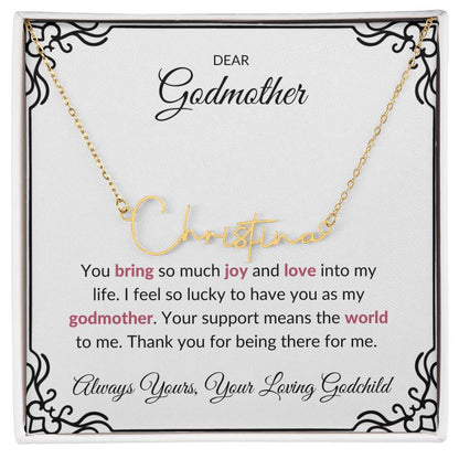 Signature Name Necklace for Lovely Godmother | A Cherished Keepsake to Treasure | Godmother Gift