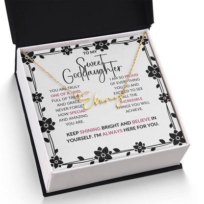 To My Sweet Goddaughter | Signature Style Custom Name Necklace with a Loving Message
