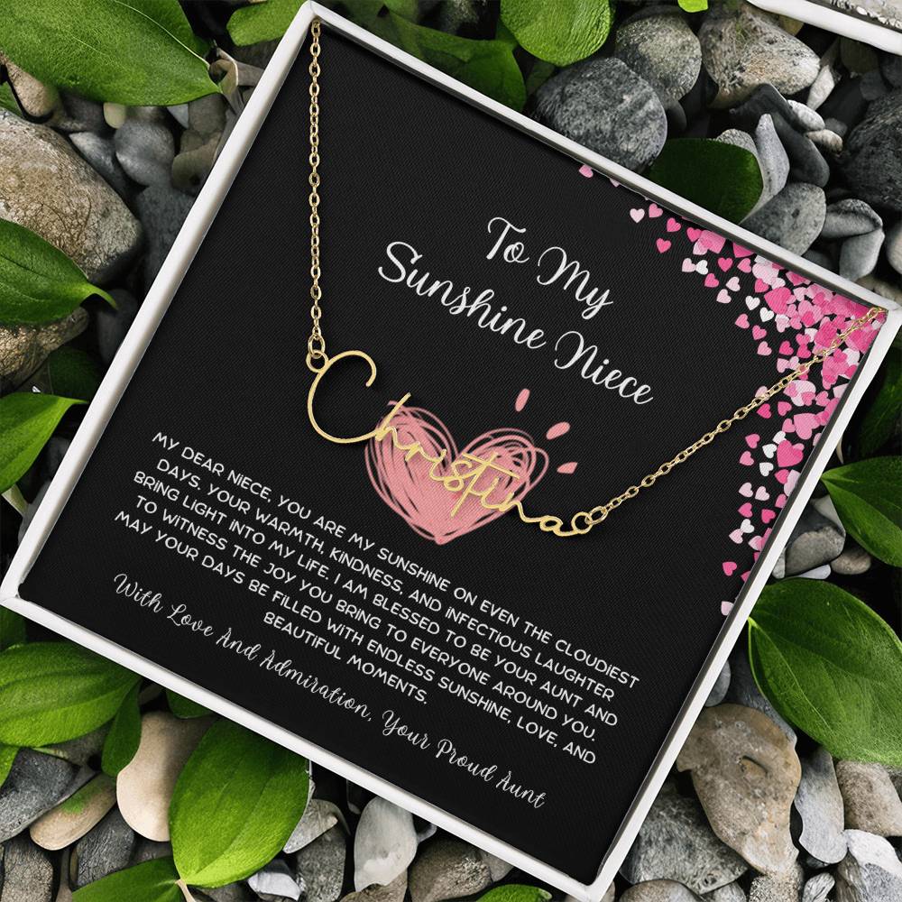 To My Sunshine Niece - From Aunt to Niece Signature Name Necklace - SOUVMOUR