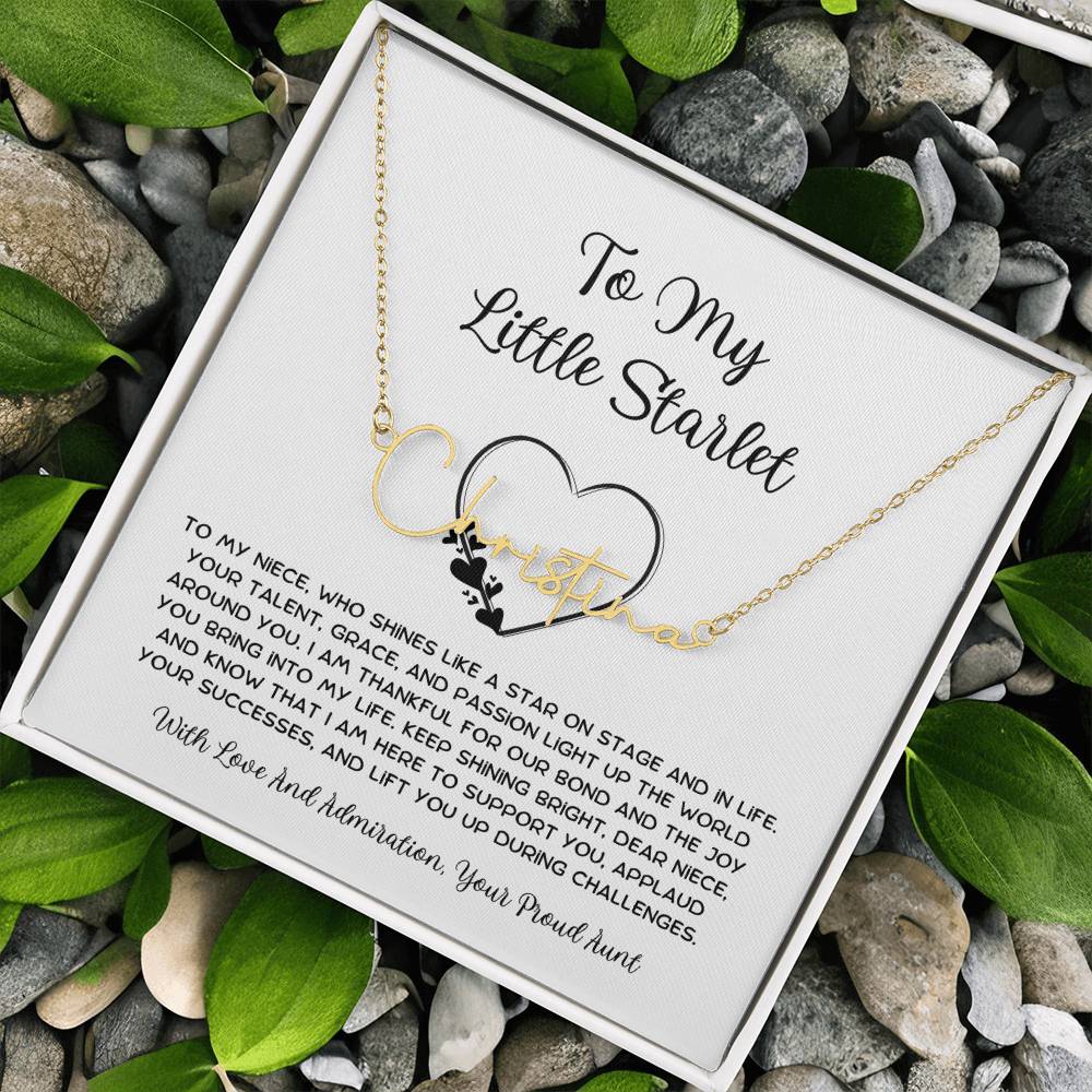 To My Little Starlet - From Aunt to Niece Signature Name Necklace - SOUVMOUR