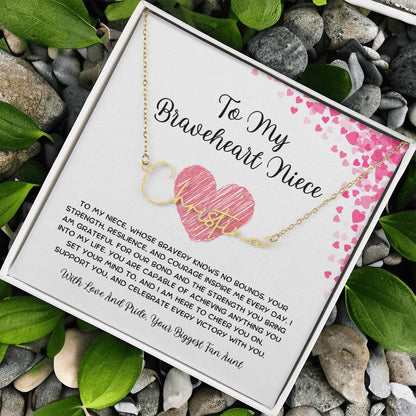 To My Braveheart Niece - From Aunt to Niece Signature Name Necklace - SOUVMOUR