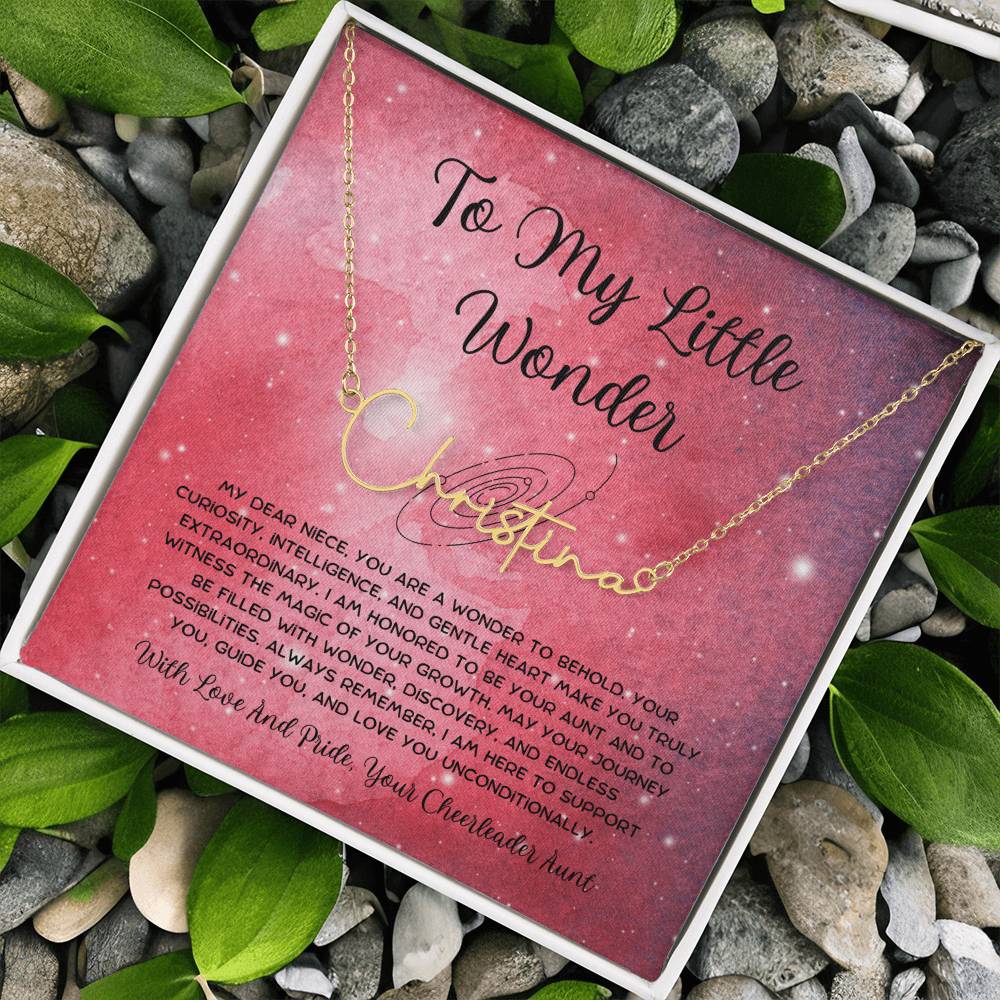 To My Little Wonder - From Aunt to Niece Signature Name Necklace - SOUVMOUR
