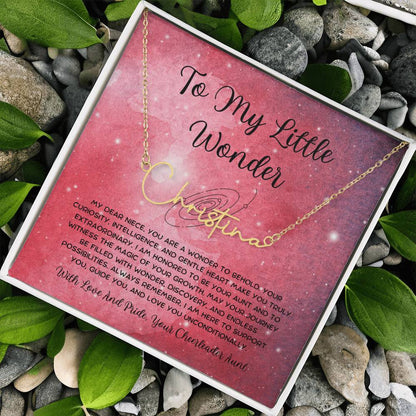 To My Little Wonder - From Aunt to Niece Signature Name Necklace - SOUVMOUR