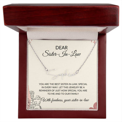 To My Dear Sister-in-law Gift Necklace | Signature Style Personalized Custom Name Necklace | Sister-in-Law Gift