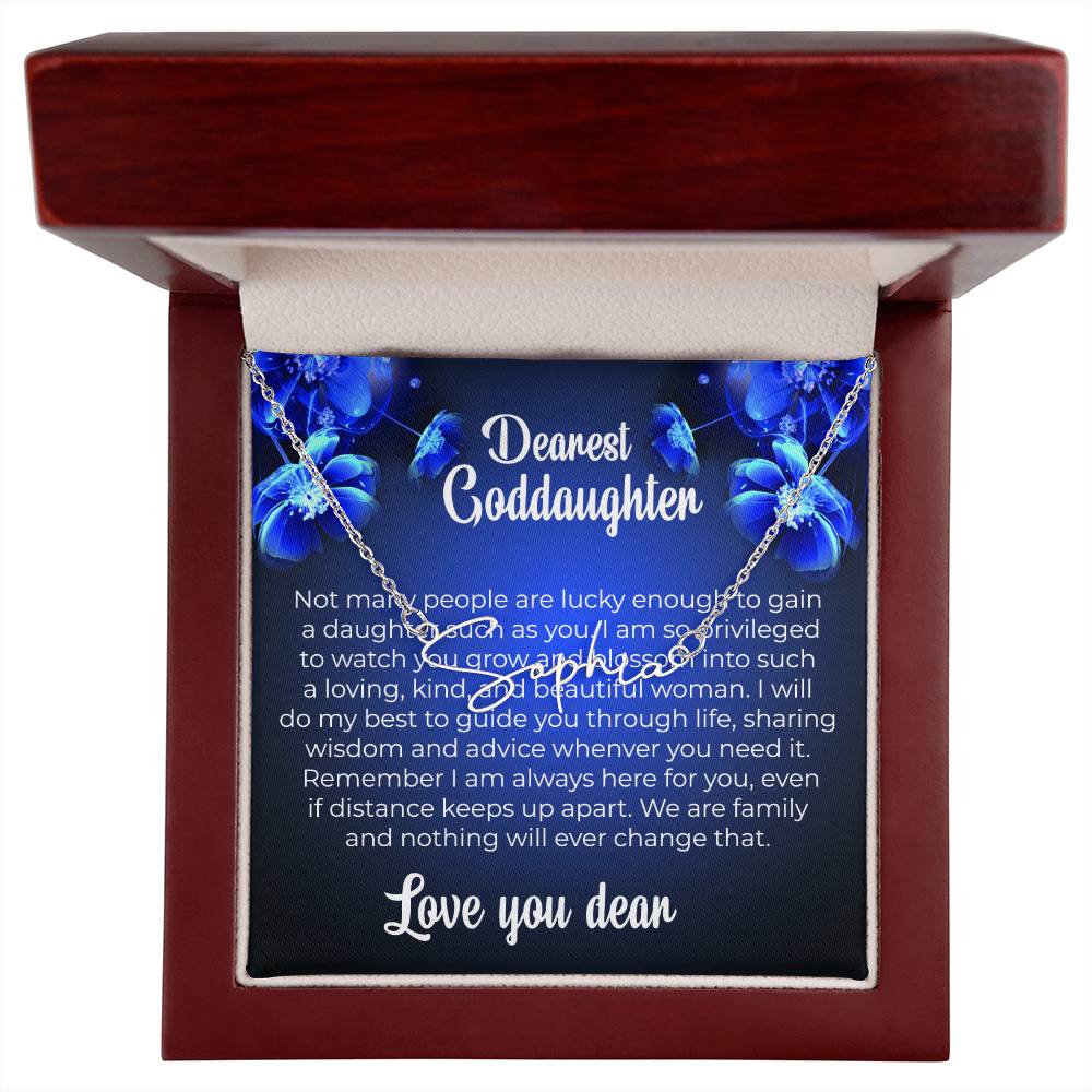 To My Dearest Goddaughter | Personalized Signature Necklace with a Thoughtful Card