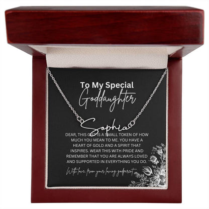 To My Special Goddaughter | Elegant Signature Name Necklace with a Heartfelt Message Card