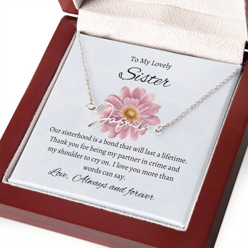 To My Lovely Sister Signature Style Custom Name Necklace | Gift for Sister | Necklace Gift for Sister