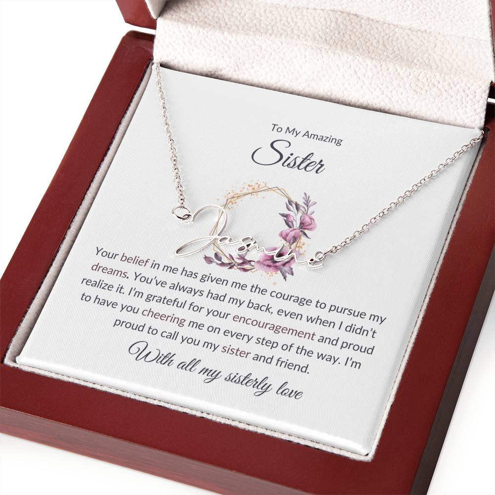 To My Amazing Sister Signature Style Custom Name Necklace | Gift for Sister | Necklace Gift for Sister