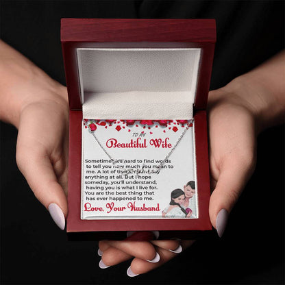 To My Beautiful Wife - Signature Style Name Necklace with Personalized Message