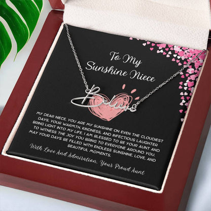 To My Sunshine Niece - From Aunt to Niece Signature Name Necklace - SOUVMOUR