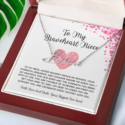 To My Braveheart Niece - From Aunt to Niece Signature Name Necklace - SOUVMOUR
