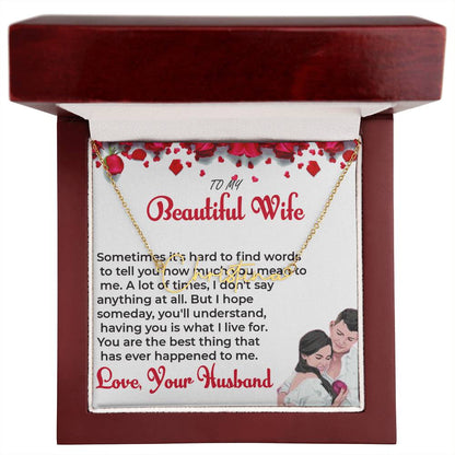To My Beautiful Wife - Signature Style Name Necklace with Personalized Message
