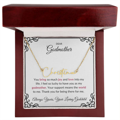 Signature Name Necklace for Lovely Godmother | A Cherished Keepsake to Treasure | Godmother Gift