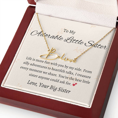 To My Adorable Sister Signature Style Custom Name Jewelry | Gift for Sister | Necklace Gift for Sister