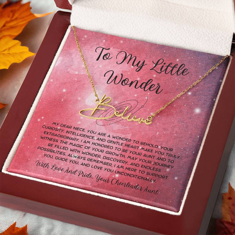 To My Little Wonder - From Aunt to Niece Signature Name Necklace - SOUVMOUR