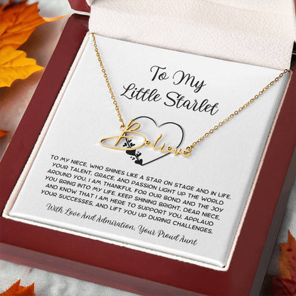 To My Little Starlet - From Aunt to Niece Signature Name Necklace - SOUVMOUR
