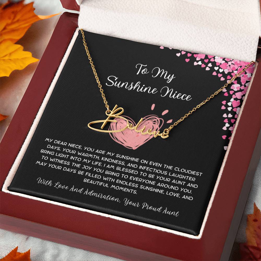 To My Sunshine Niece - From Aunt to Niece Signature Name Necklace - SOUVMOUR