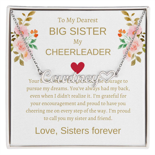 To My Dearest Big Sister Heart Name Necklace | Gift for Sister | Necklace Gift for Sister