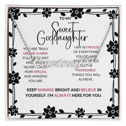 To My Sweet Goddaughter | Personalized Heart Name Necklace to Show Love