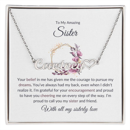 To My Amazing Sister Heart Name Necklace | Gift for Sister | Necklace Gift for Sister
