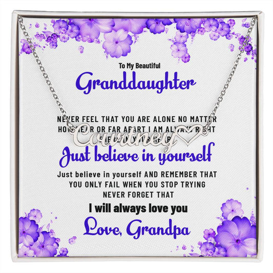 To My Lovely Granddaughter Necklace | Custom Heart Name Necklace Gift from Grandpa