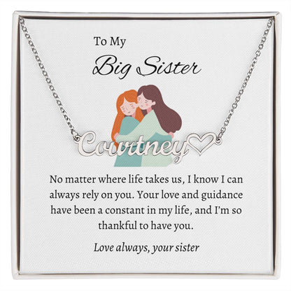 To My Big Sister Heartfelt Heart Name Necklace | Gift for Sister | Necklace Gift for Sister