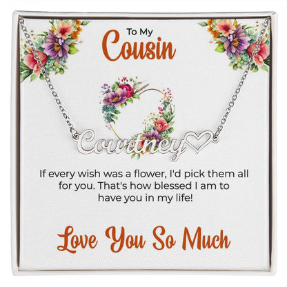 Custom Name Necklace | Cousin Necklace | To My Cousin My Best Friend - Heart Name Necklace | Cousin Friendship Necklace