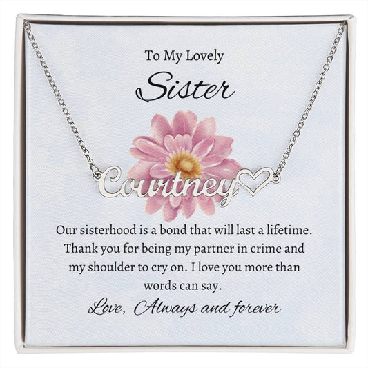 To My Lovely Sister Heart Name Necklace | Gift for Sister | Necklace Gift for Sister