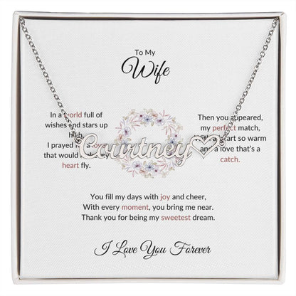 To My Wife, The Woman I Prayed For - Personalized Heart Name Necklace with Special Message
