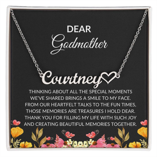 Heart Name Necklace for Dear Godmother | A Unique Gift Filled with Love | Godmother Gift