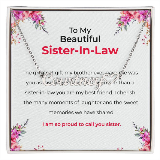 To My Beautiful Sister-in-law Necklace | Heart Shape Pendant | Sister-in-Law Gift