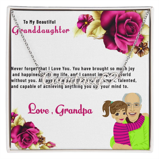 To My Beautiful Granddaughter Necklace | Custom Heart Name Necklace Gift from Grandpa