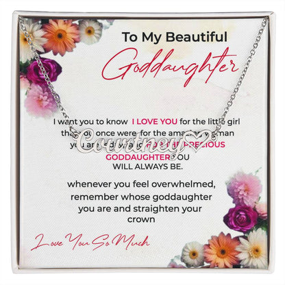 To My Beautiful Goddaughter | Heart Shaped Custom Name Necklace with a Loving Message Card
