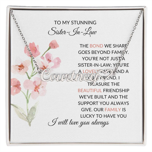 To My Stunning Sister-in-law Necklace Heart Shape Personalized Necklace | Sister-in-Law Gift