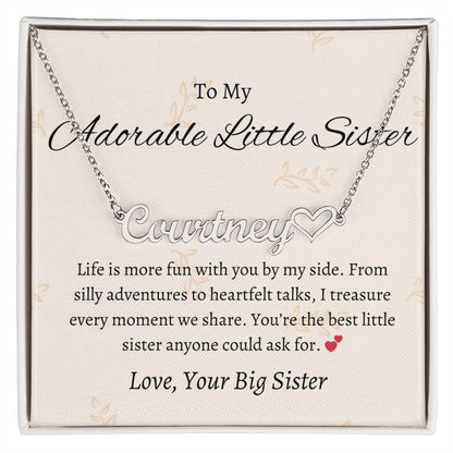 To My Adorable Sister Heart Name Jewelry | Gift for Sister | Necklace Gift for Sister