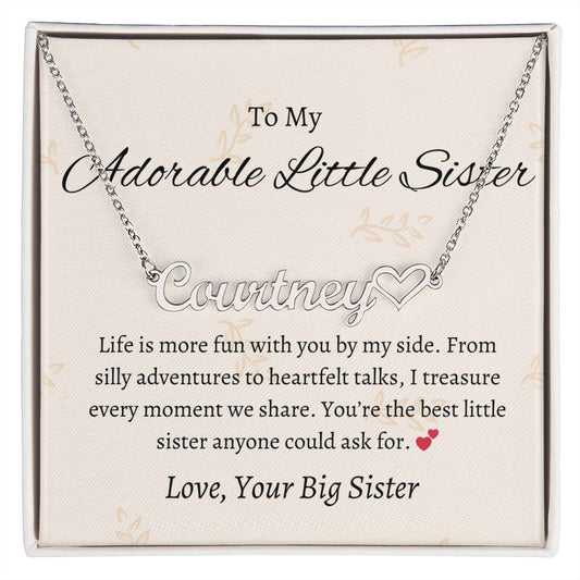 To My Adorable Sister Heart Name Jewelry | Gift for Sister | Necklace Gift for Sister