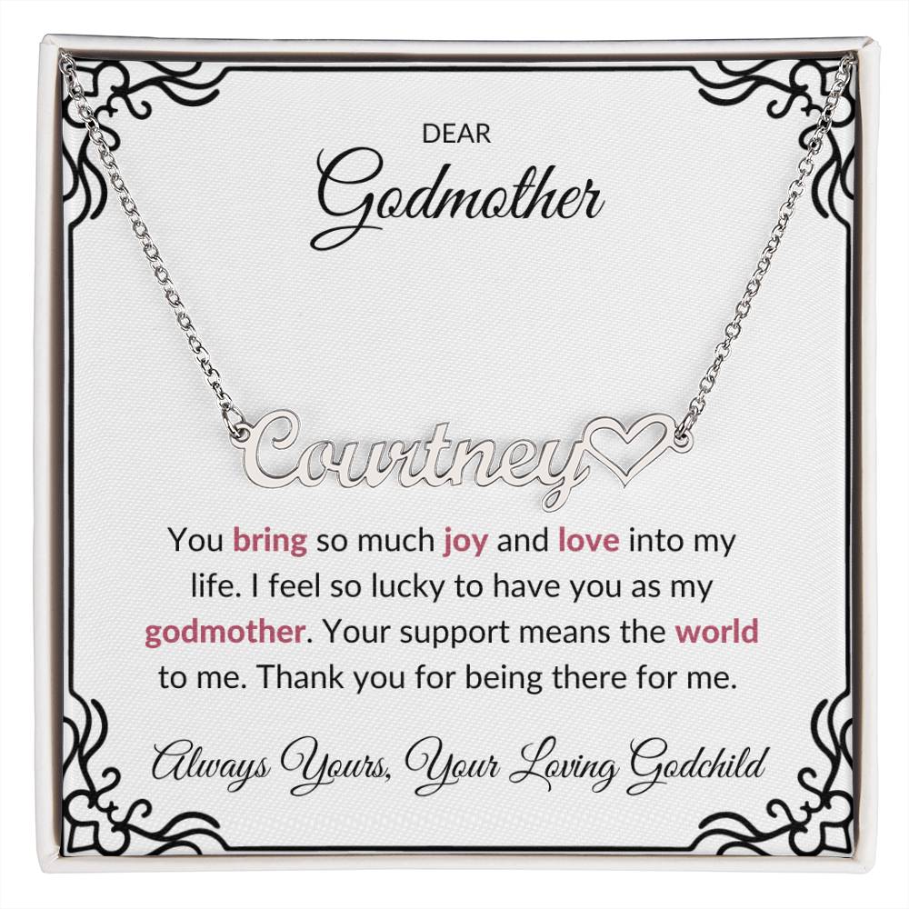 Heart Name Necklace for Lovely Godmother | A Cherished Reminder of Your Bond | Godmother Gift