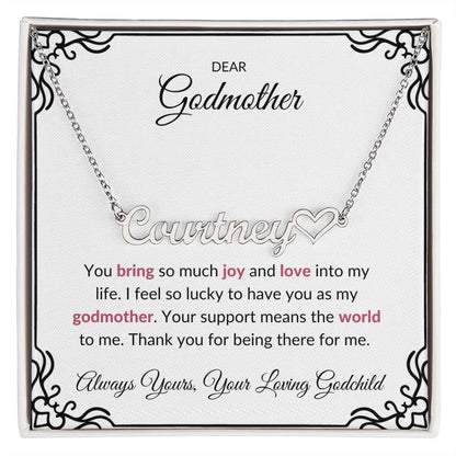 Heart Name Necklace for Lovely Godmother | A Cherished Reminder of Your Bond | Godmother Gift