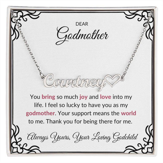 Heart Name Necklace for Lovely Godmother | A Cherished Reminder of Your Bond | Godmother Gift